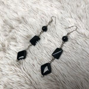 Black Geometric Dangle Earrings